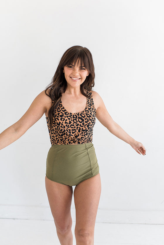 Classic High Waisted Bottoms in Olive L&K Exclusive