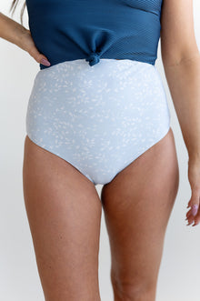  Water Lily High Waisted Reversible Bottoms in Blue