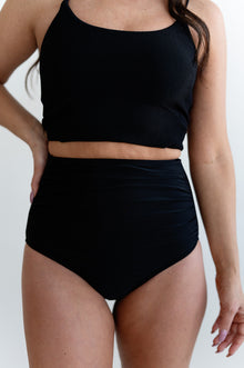  Black Ruched High Rise Bottom - Size XS, Small Left
