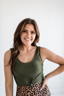  Tropical Tides Knot Top in Olive - Size XS, Small & 3XL Left