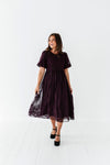 Mia Embroidered Smocked Dress in Plum