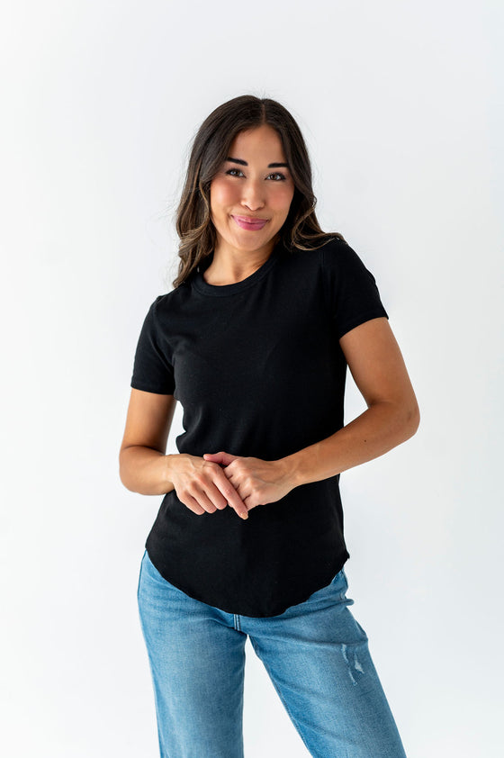 Ada Ribbed Top in Black