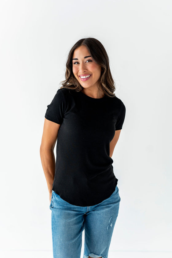 Ada Ribbed Top in Black