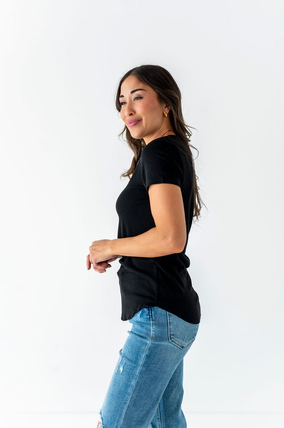 Ada Ribbed Top in Black