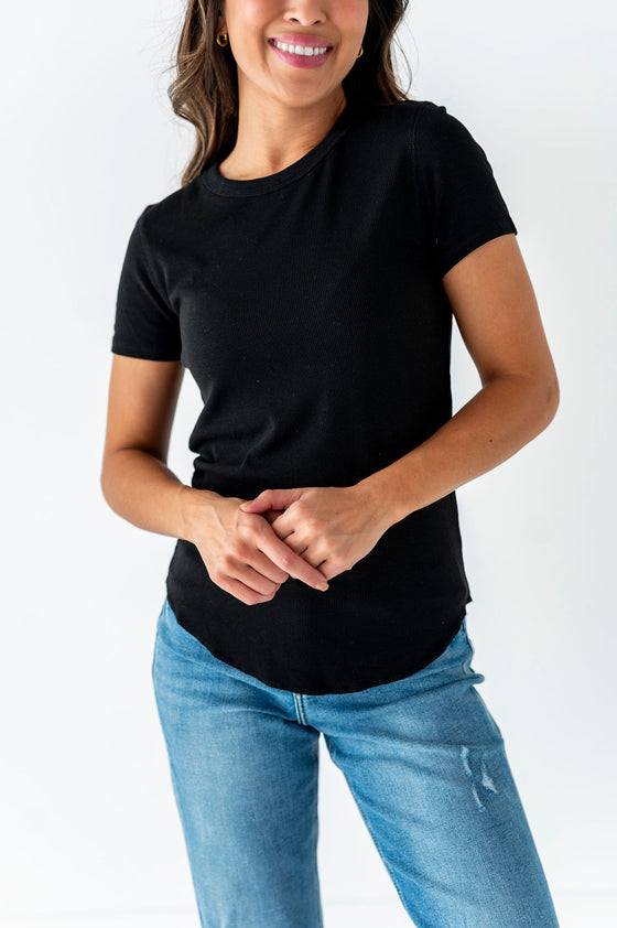 Ada Ribbed Top in Black