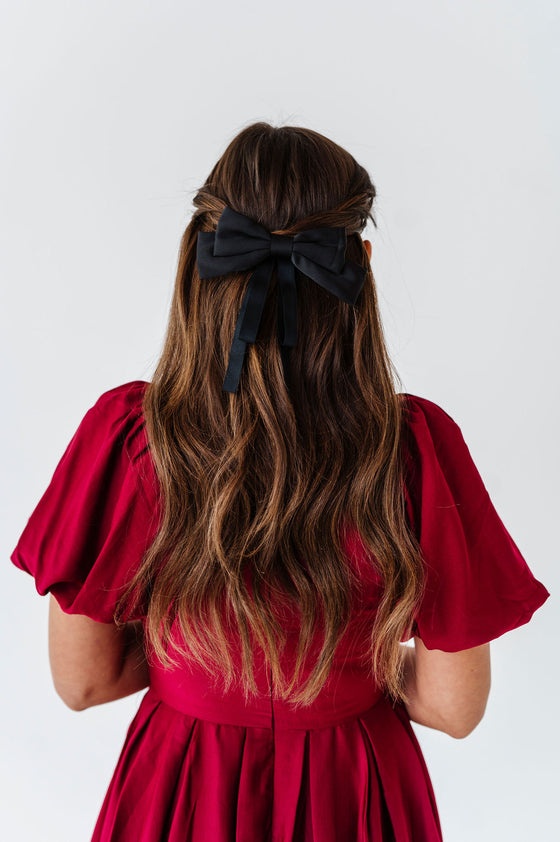 Satin Hair Bow in Black