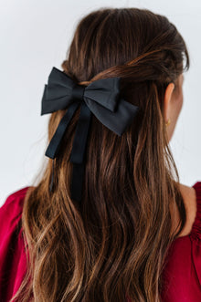  Satin Hair Bow in Black