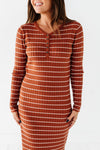 Willow Stripe Sweater Dress in Rust