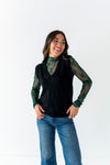 Serena Sheer Lace Top in Evergreen