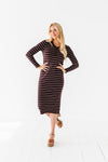 Willow Stripe Sweater Dress in Cacao