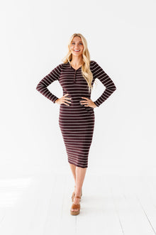  Willow Stripe Sweater Dress in Cacao