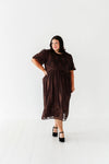 Mia Embroidered Smocked Dress in Brown