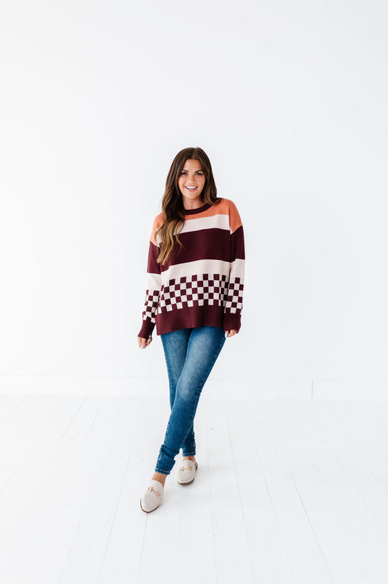 Rebekah Oversized Sweater in Burgundy