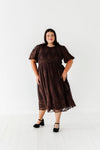 Mia Embroidered Smocked Dress in Brown