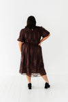 Mia Embroidered Smocked Dress in Brown