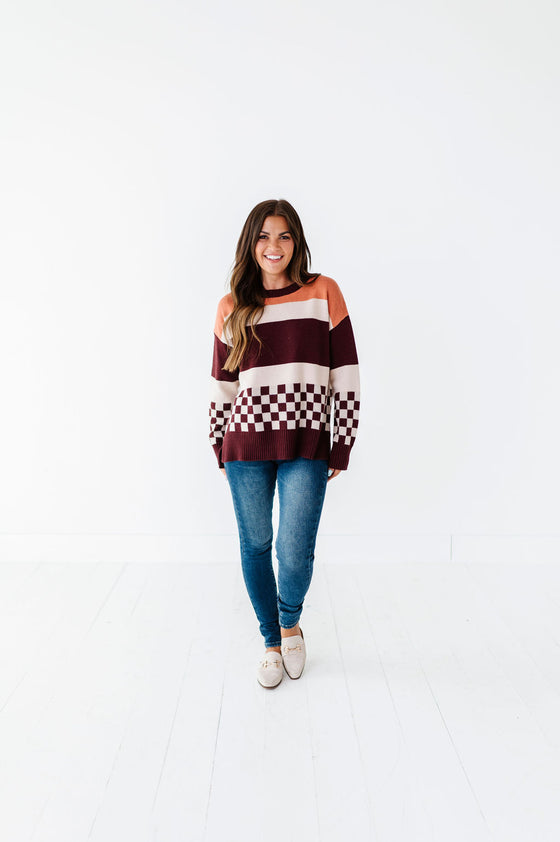 Rebekah Oversized Sweater in Burgundy