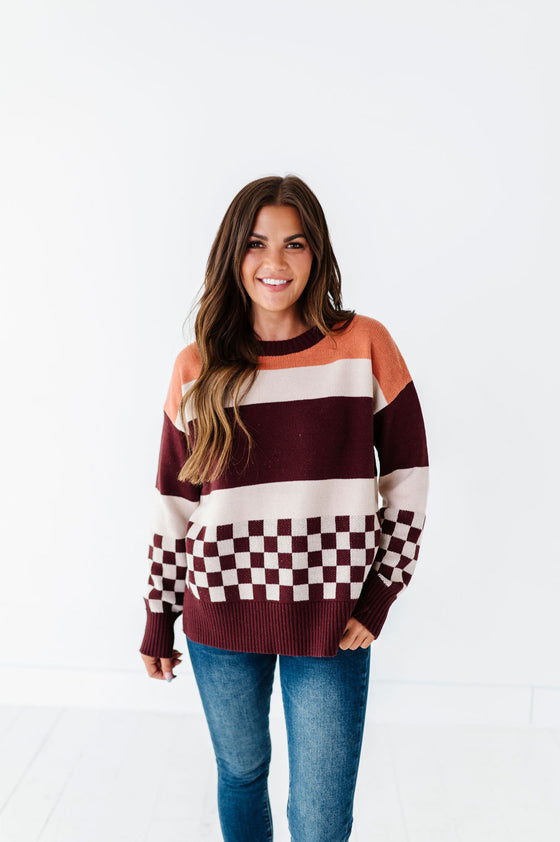 Rebekah Oversized Sweater in Burgundy