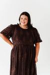 Mia Embroidered Smocked Dress in Brown