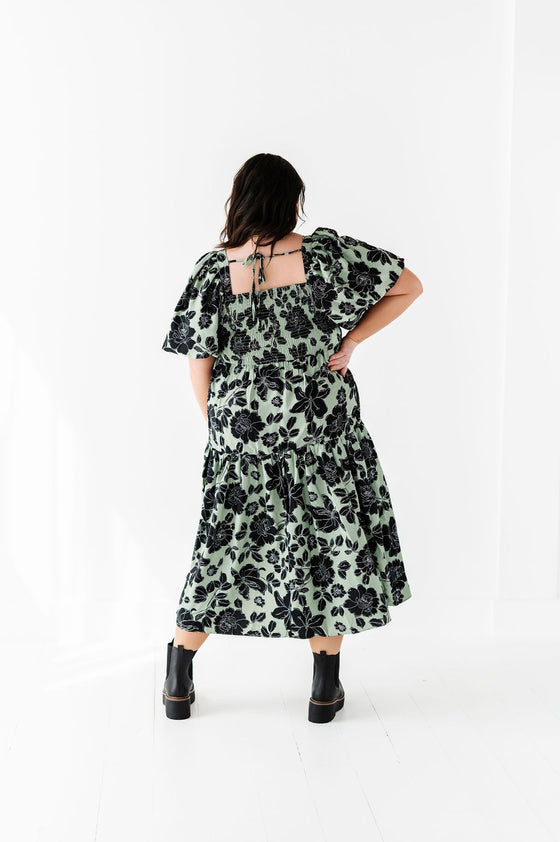 Natalie Floral Print Dress in Mint - Size 1X Left