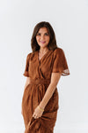 Cambria Embroidered Dress in Caramel