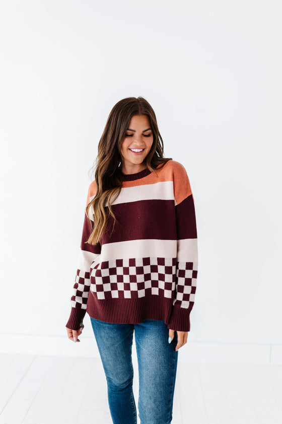 Rebekah Oversized Sweater in Burgundy