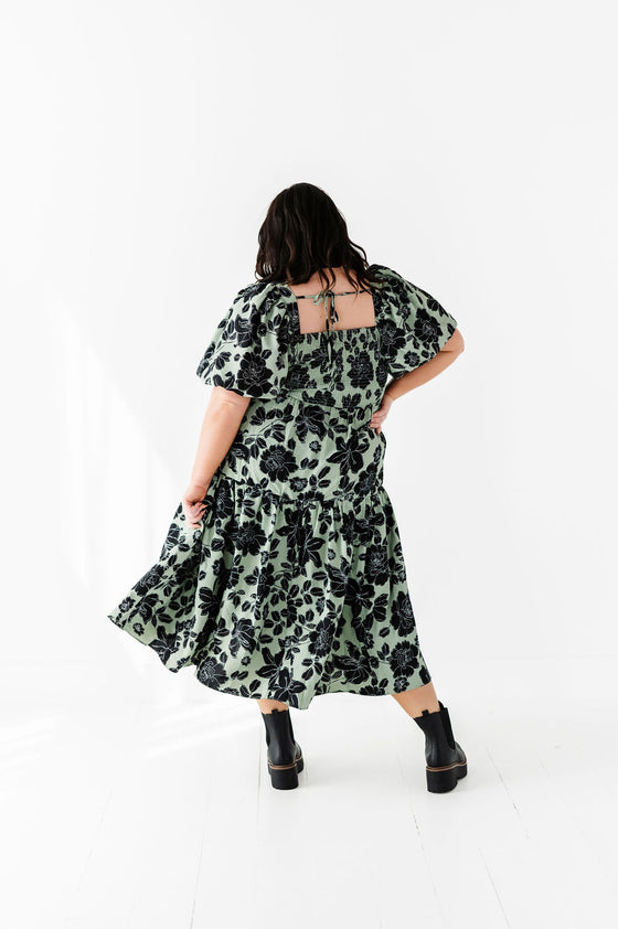 Natalie Floral Print Dress in Mint - Size 1X Left