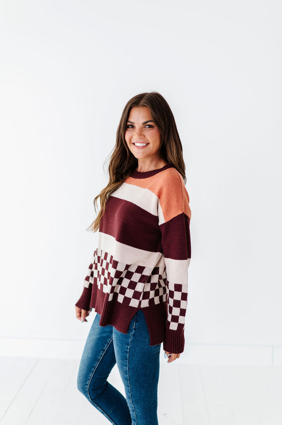 Rebekah Oversized Sweater in Burgundy