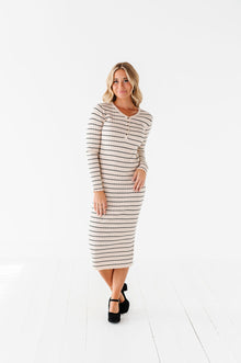  Willow Stripe Sweater Dress in Oatmeal