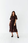 Mia Embroidered Smocked Dress in Brown