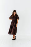 Mia Embroidered Smocked Dress in Brown