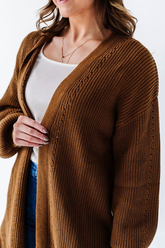 Raina Knit Sweater Cardigan in Pale Brown