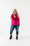 Cam Waffle Knit Sweater in Magenta