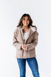 Westie Quilted Hoodie Jacket in Taupe - Size Small Left