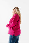Cam Waffle Knit Sweater in Magenta