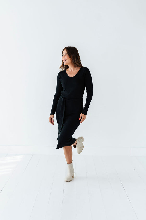 Fawn Knit Dress in Black