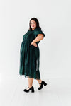 Mia Embroidered Smocked Dress in Emerald