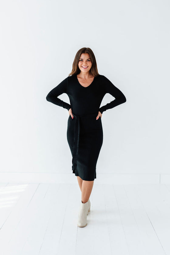 Fawn Knit Dress in Black