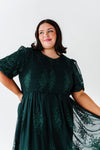 Mia Embroidered Smocked Dress in Emerald