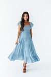 Raquel Tiered Dress in Light Blue