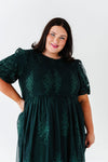 Mia Embroidered Smocked Dress in Emerald