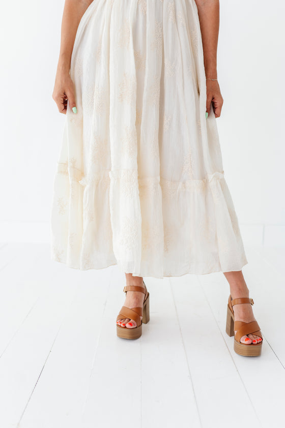 Lola Embroidered Dress in Cream - Size 1X Left