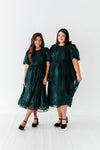 Mia Embroidered Smocked Dress in Emerald