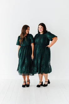  Mia Embroidered Smocked Dress in Emerald