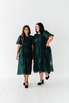 Mia Embroidered Smocked Dress in Emerald