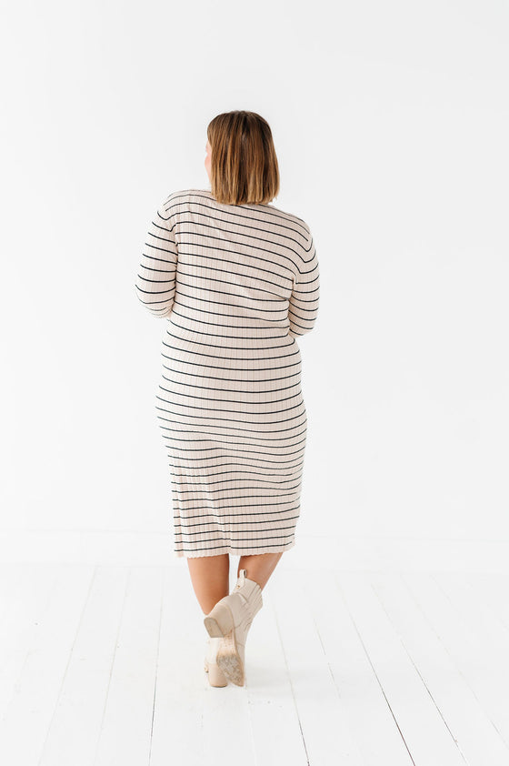 Willow Stripe Sweater Dress in Oatmeal