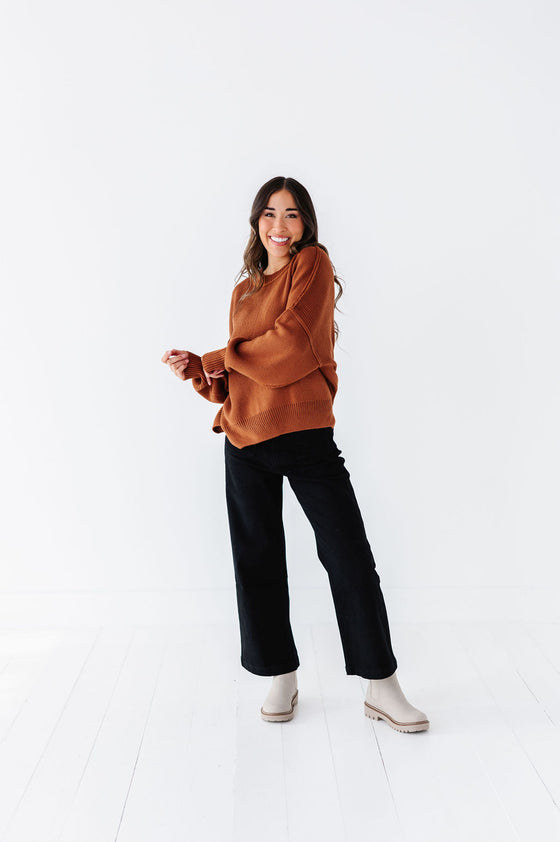 Teddi Drop Shoulder Sweater in Chocolate