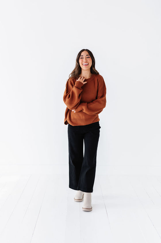 Teddi Drop Shoulder Sweater in Chocolate