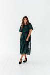 Mia Embroidered Smocked Dress in Emerald