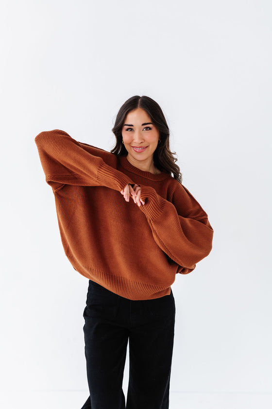 Teddi Drop Shoulder Sweater in Chocolate