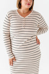 Willow Stripe Sweater Dress in Oatmeal